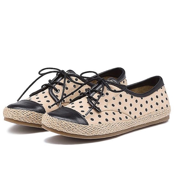 Bass Shoes - G.H Bass Sandra Polka Dot Lace Up Espadrille Shoes